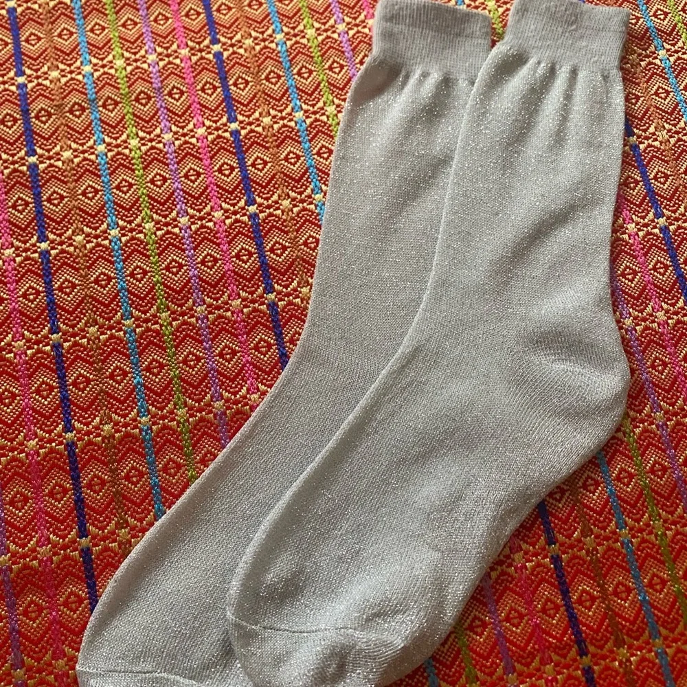 Vintage silver glitter socks size 6-9 womens US